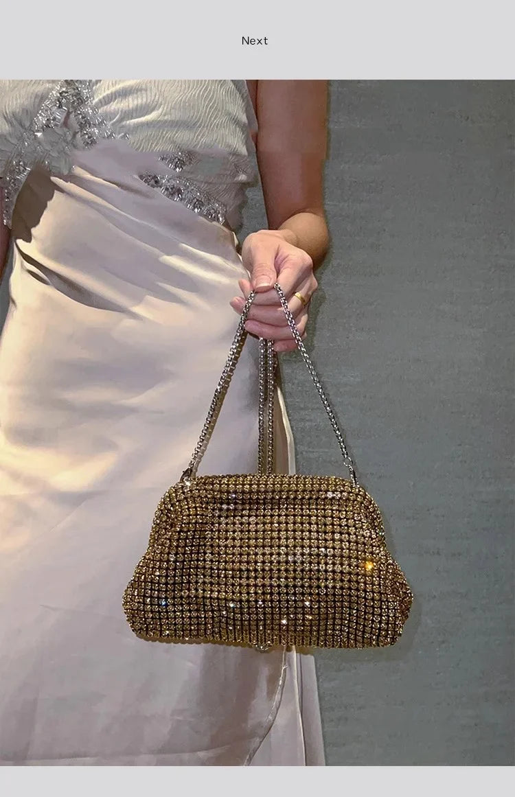 Luxury Glitter Cloud Bag Women's Handbag | Crystal Shiny Rhinestones Diamond Evening Bag (Wedding Party Clutch Purse Shoulder Bag)
