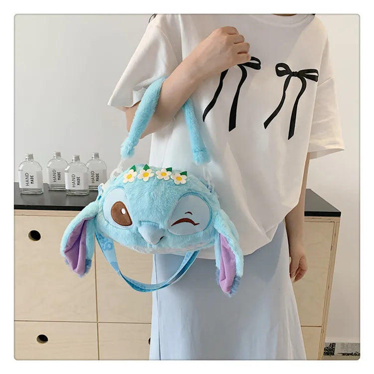 New Disney Cartoon Stitch Plush Backpack | Girls Cute Ins Shoulder Messenger Bag (Parent-Child Gift)