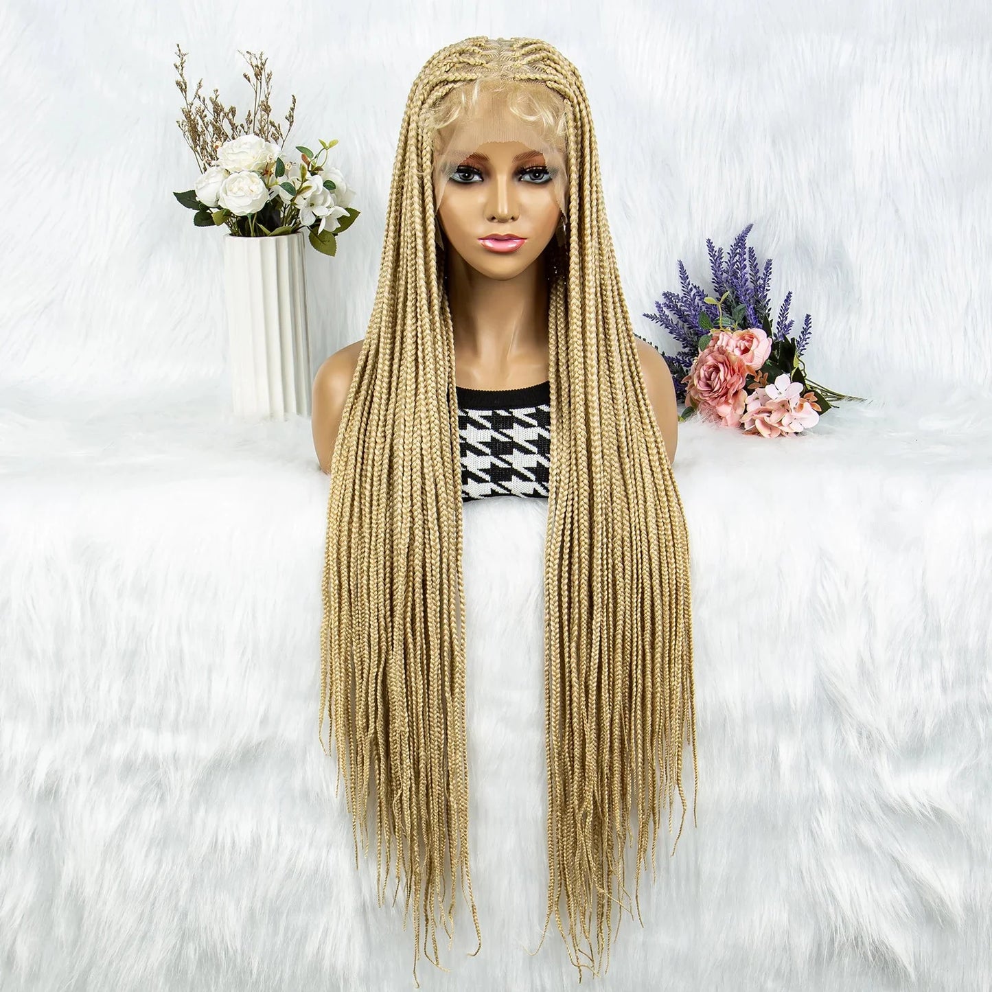 613 Blonde HD Full Lace Braided Wig | Knotless Box & Cornrows | Crochet Braids | Synthetic
