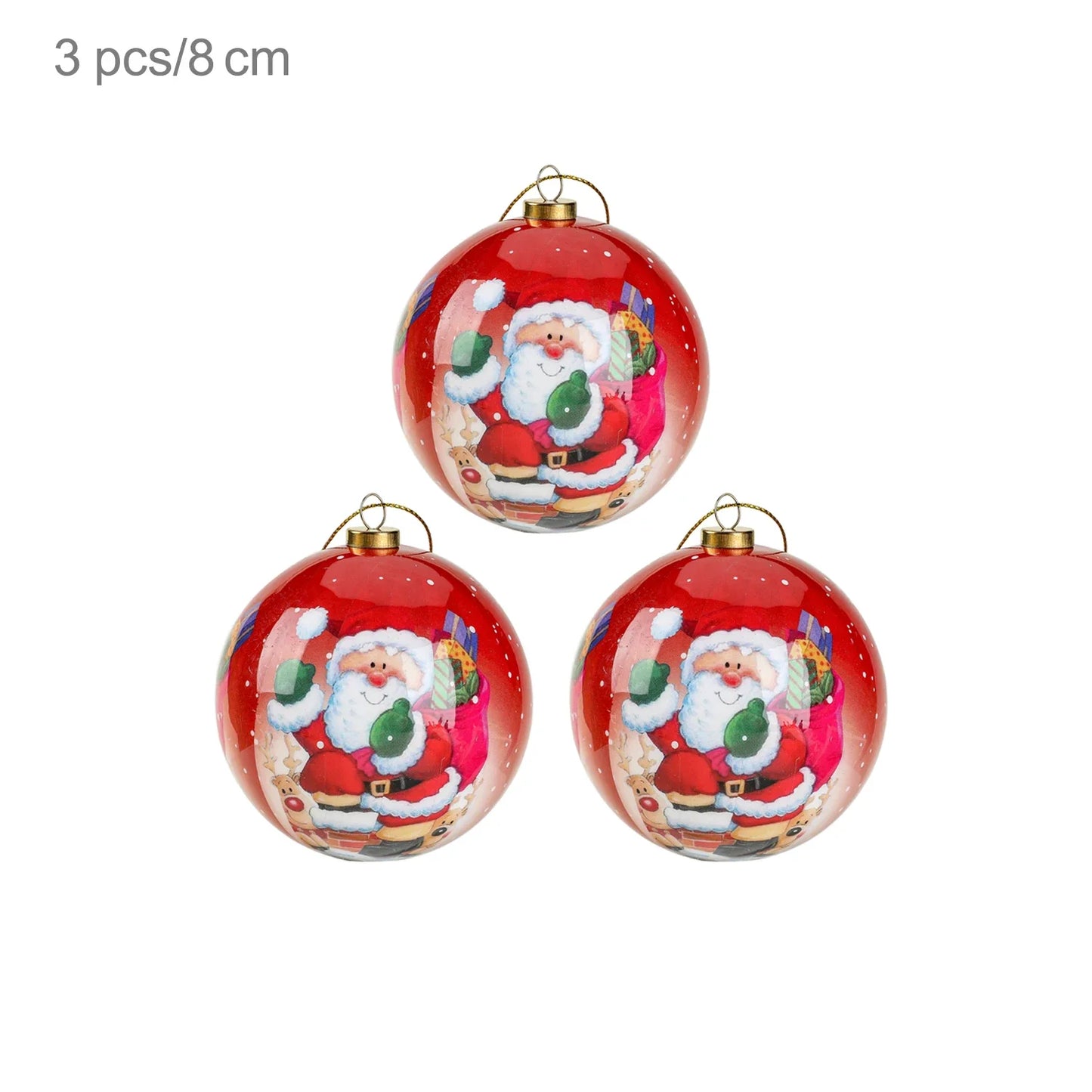 3pcs 8cm Christmas Balls Original Gifts Christmas Decoration 2024 Christmas Tree Decorations Gift Decoration Pendants Baubles