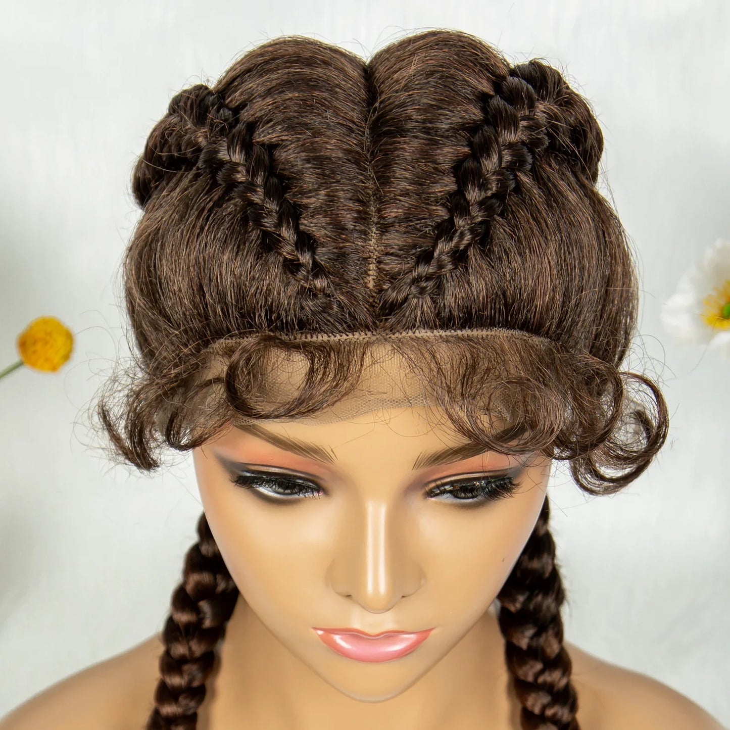 KIMA 32" Cornrow Boxer Braids Lace Front Wig | Twins Dutch Braids with Baby Hair
