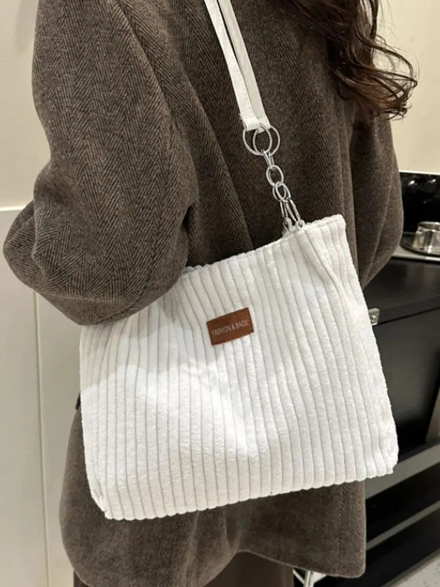 Simple Solid Color Velvet Bag | High Texture Chain Shoulder & Underarm Messenger Bag (Unisex Fashion Handbag for All Seasons)