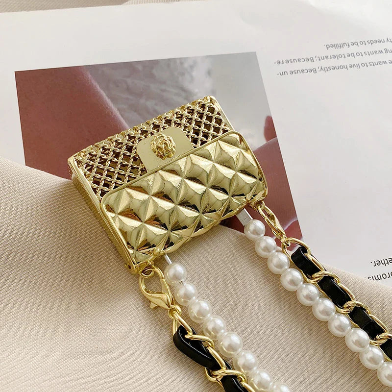 Fashionable Metal Shoulder Bags for Women | High Quality Crossbody Bag & Designer Clothing Accessories (Satchel Cute Mini Diamond Bag)