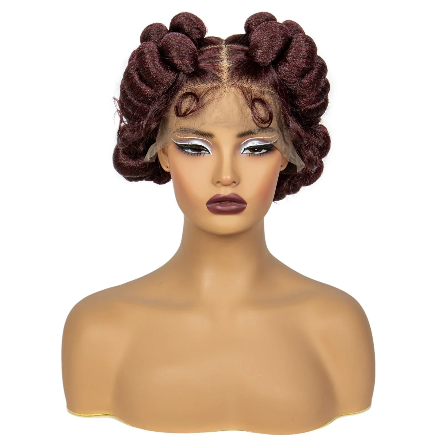 613 Blonde Short Cute Handmade Bantu Knotless Braided Wig | Full Lace Synthetic Wig for Black Women