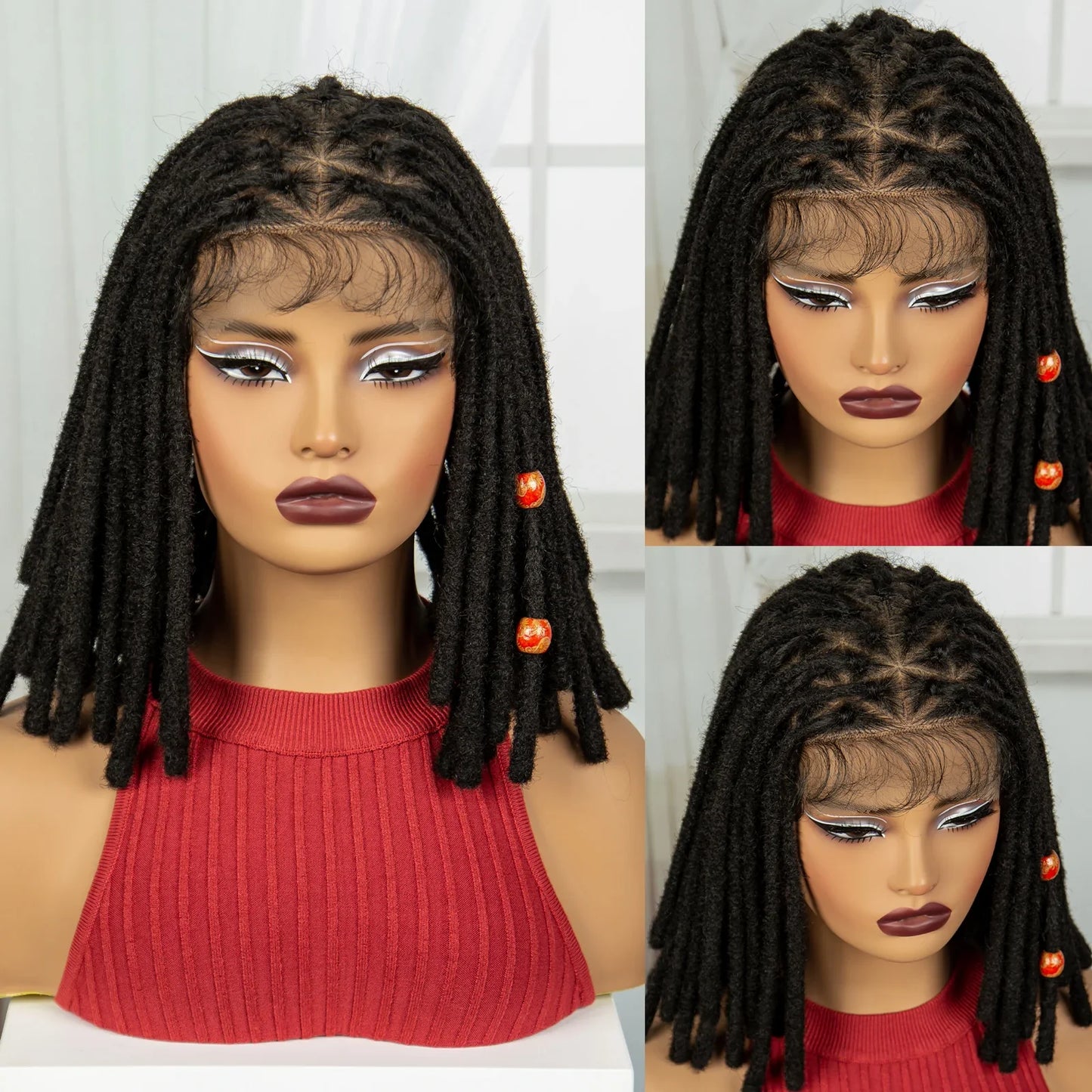 Red Faux Locs & Knotless Braids Wig | Full Lace | Baby Hair | Dreadlock Style