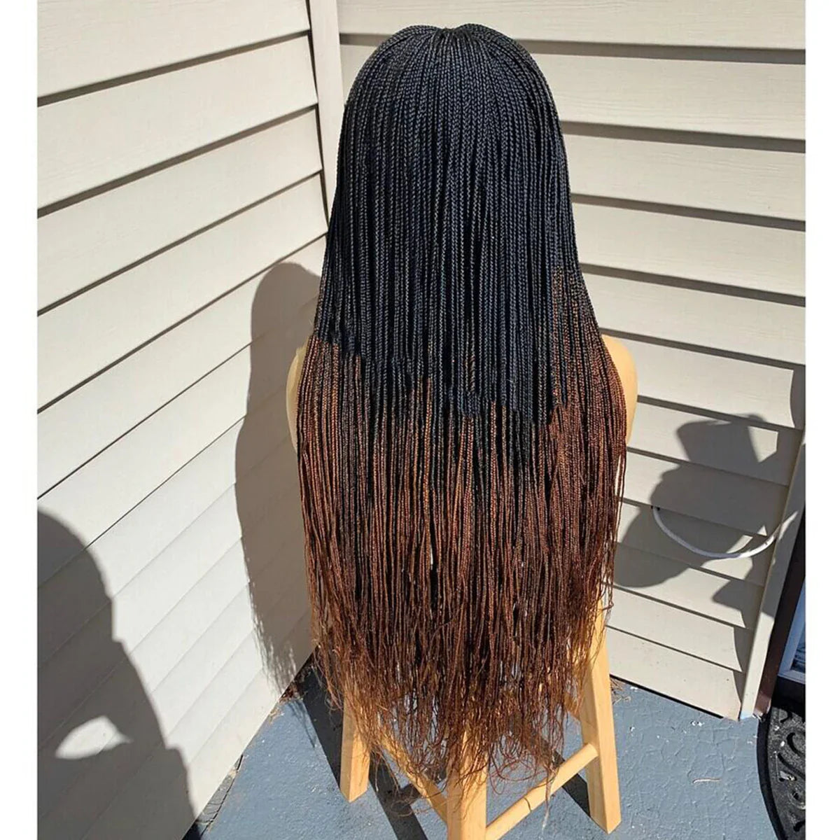 28" Platinum Grey Box Braided Wig | Full Lace | Kanekalon Synthetic Hair | Choose Lace Color