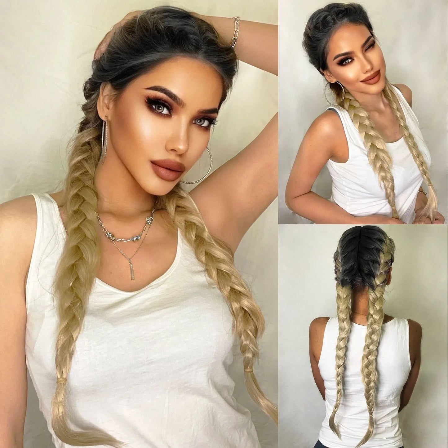 Long Black Senegalese Twist Wig | T-Part Lace Braided Wig | Synthetic Braids with Wig Cap | Daily & Party Use