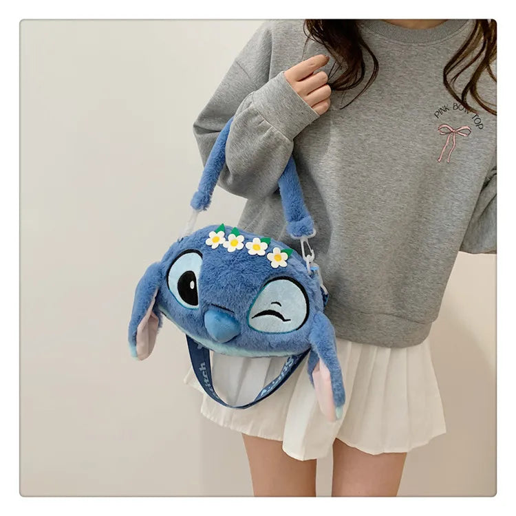 New Disney Cartoon Stitch Plush Backpack | Girls Cute Ins Shoulder Messenger Bag (Parent-Child Gift)