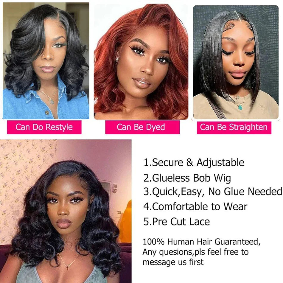 12A Wear & Go Bob Wig | 180% Density Glueless Body Wave Human Hair