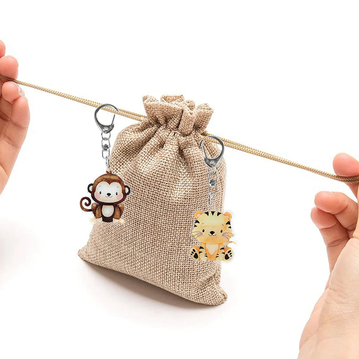 5pcs Jungle Animal Keychains Safari Animal Keychains Lion Giraffe Elephant Key Chains Animal Theme Decor for Baby Shower Party