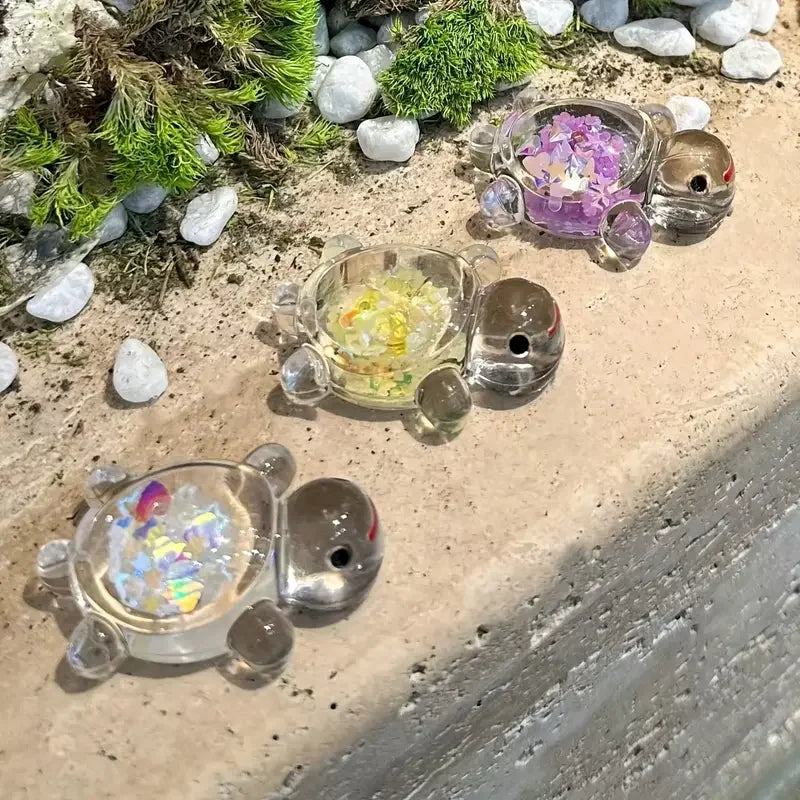 Cute Luminous Glitter Turtle Statue Charms for DIY Keychains Living Room Decor, Indoor & Outdoor Use