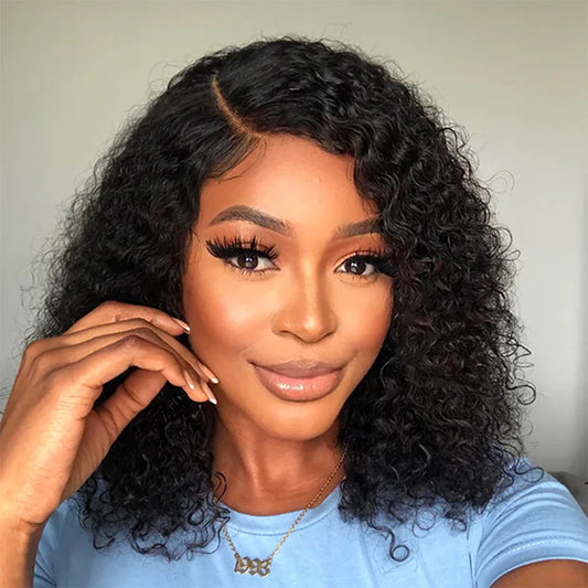 12A Kinky Curly Bob Wig | Glueless 13x4 Lace Frontal Wig | Brazilian Remy Hair