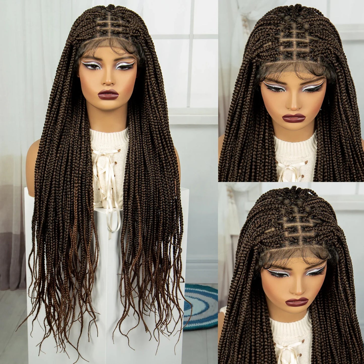 36" Ombre Knotless Braids Wig | 1B/27 | 9x6 Lace Front | Baby Hair