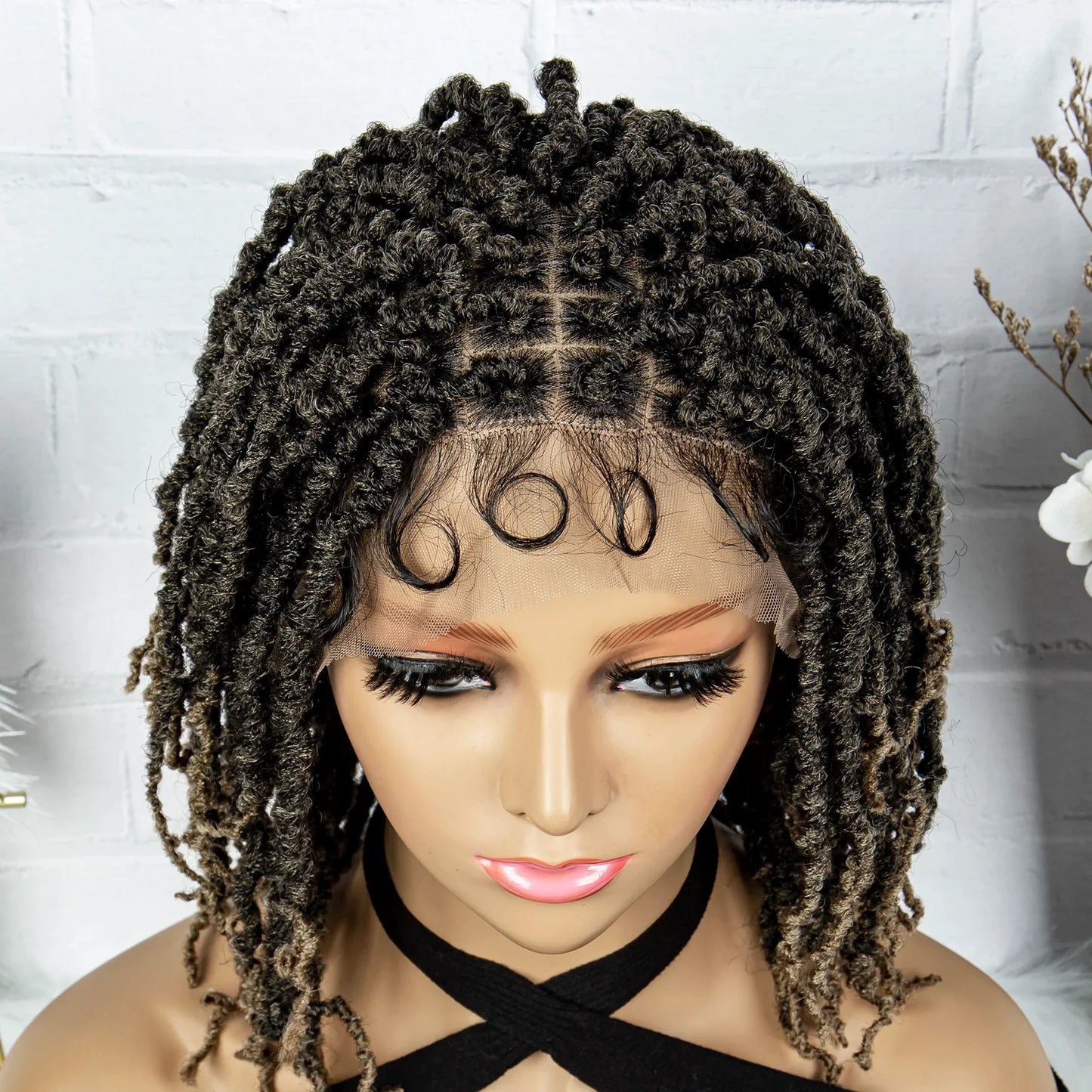 14" Knotless Butterfly Locs Lace Front Wig | Synthetic Dreadlock Braids | Black Women