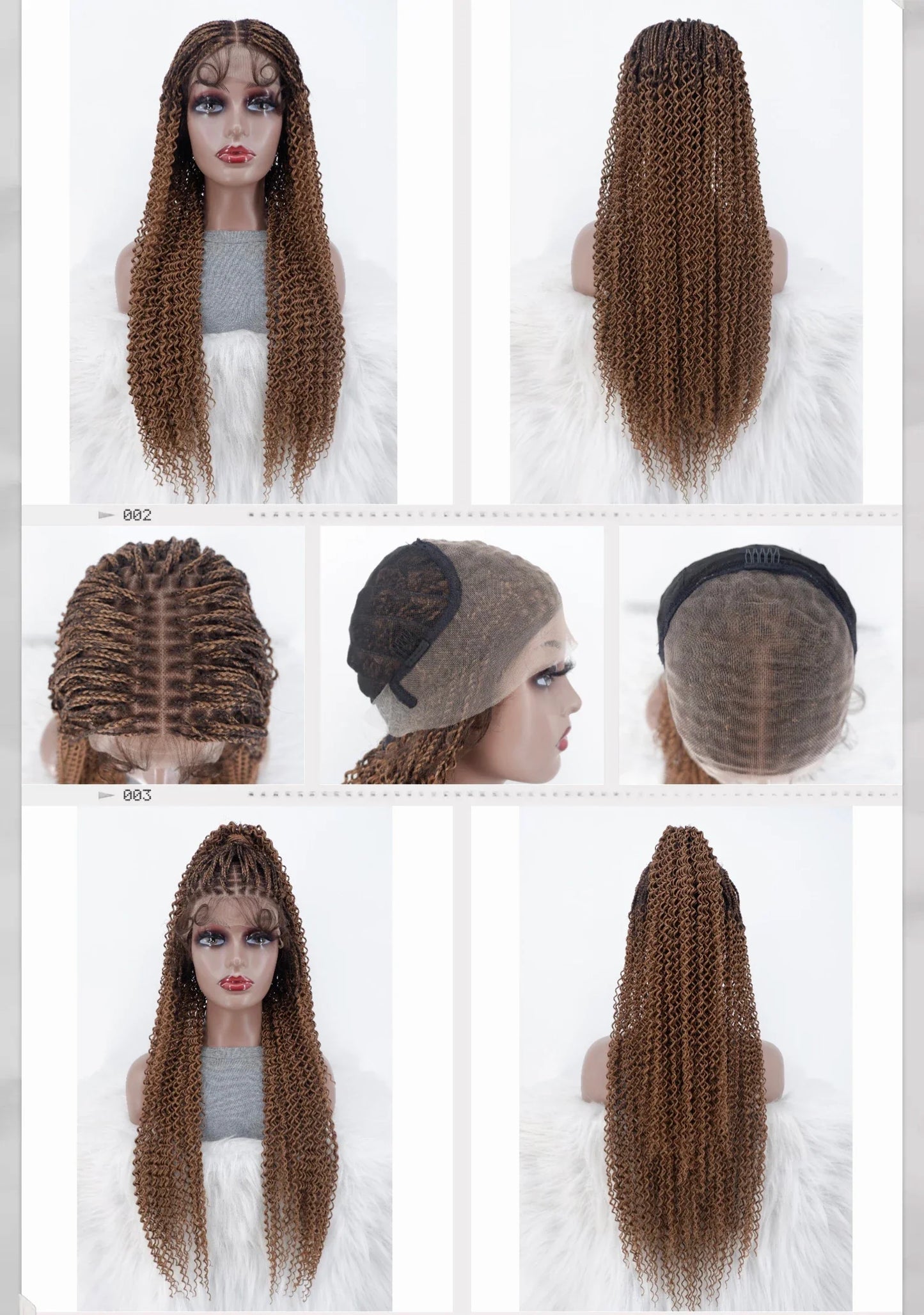34" 360 HD Lace Braided Wig | Knotless Braids | Kanekalon Synthetic Hair | Choose Lace Color