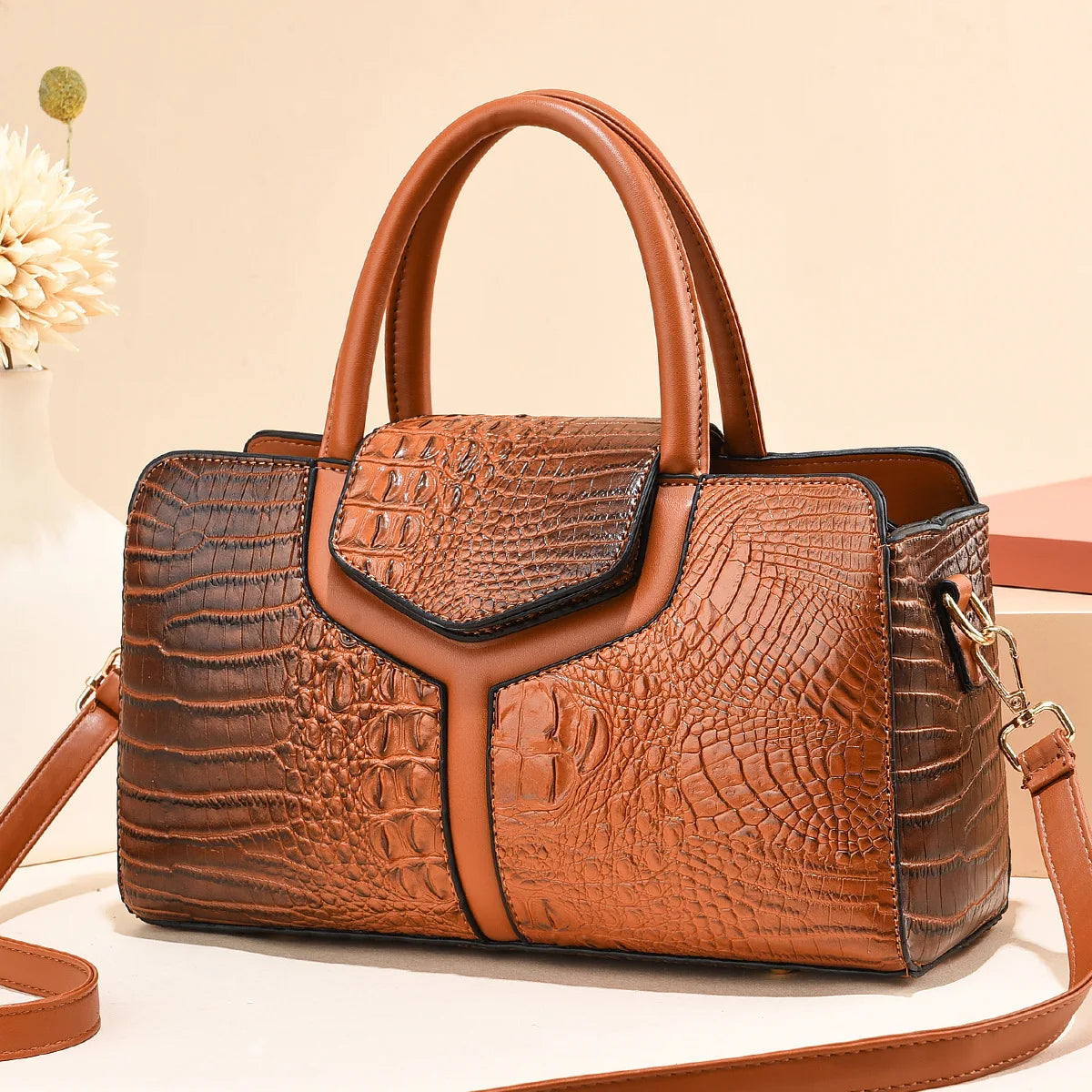 Bag Women New Fashion Crocodile Pattern Handbag | Large Capacity Casual Shoulder Messenger Bag (Purses &amp; Handbags)