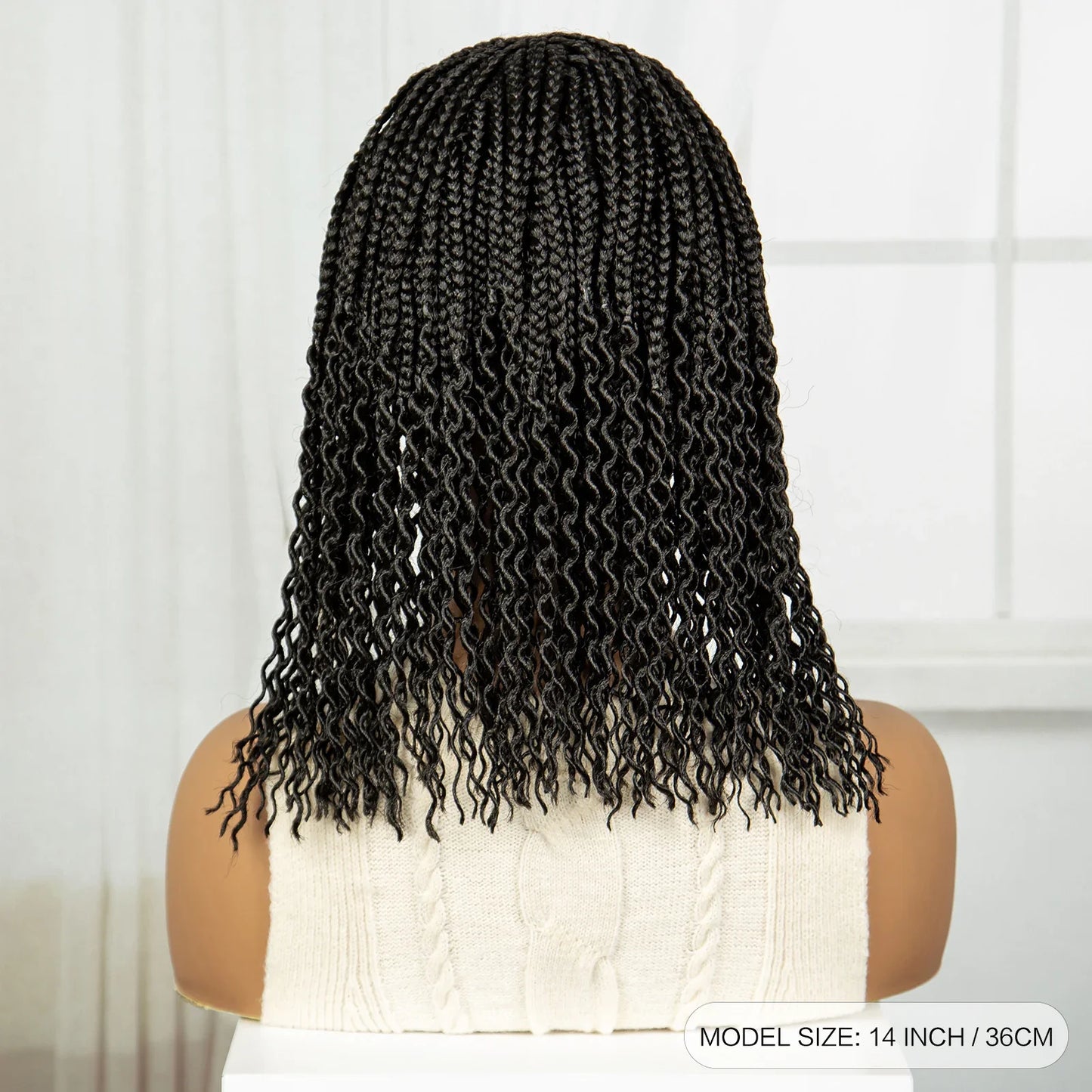 14" Curly Knotless Box Braids Wig | 1B-30 Ombre | Machine Made Synthetic Braids | Black Women