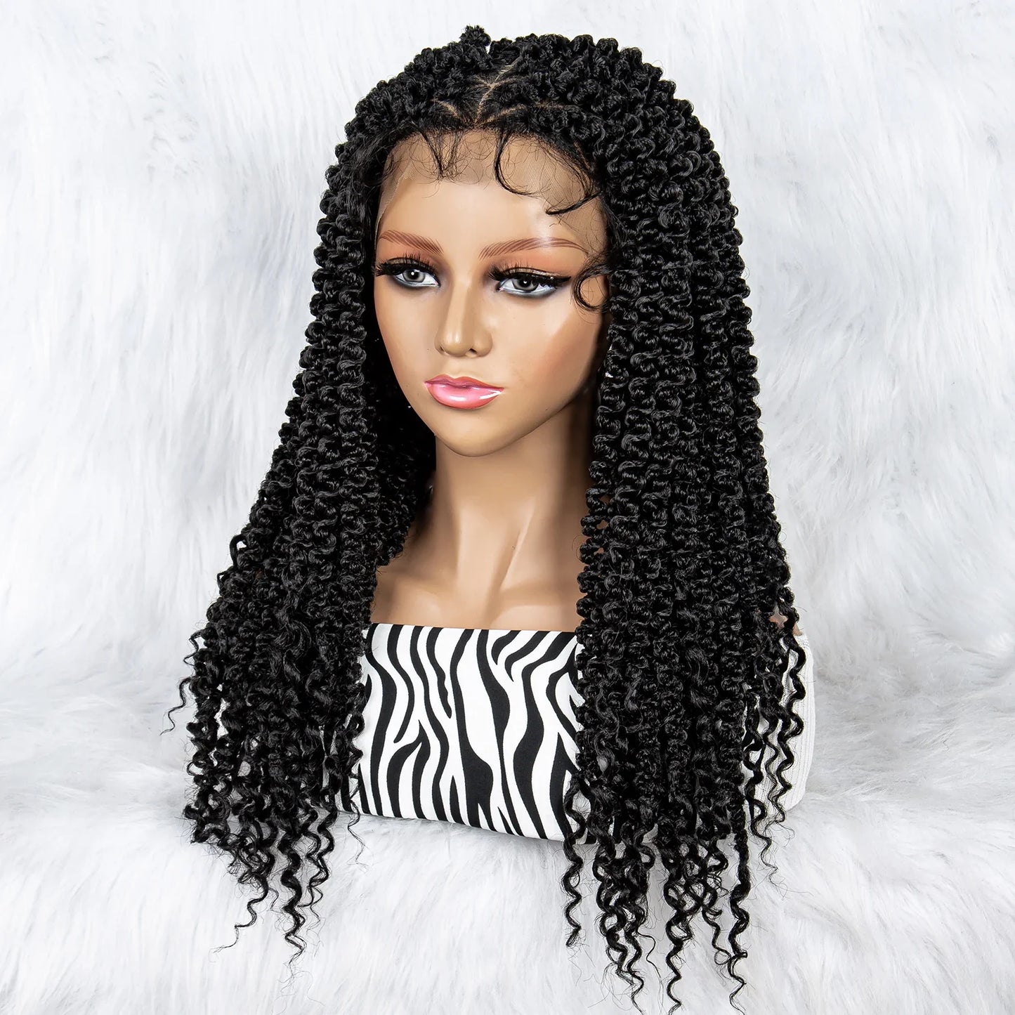 KIMA 18" Curly Tip Braided Wig | Full Lace with Baby Hair