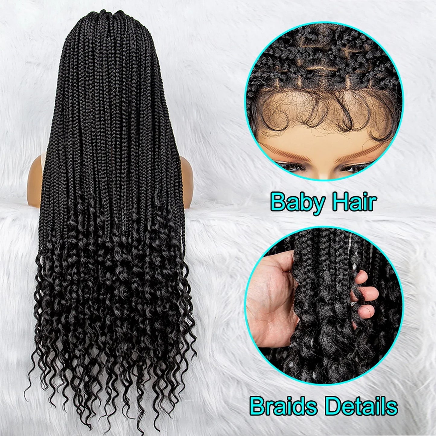 KIMA Goddess Box Braids Wig | Curly Accents | Full Lace