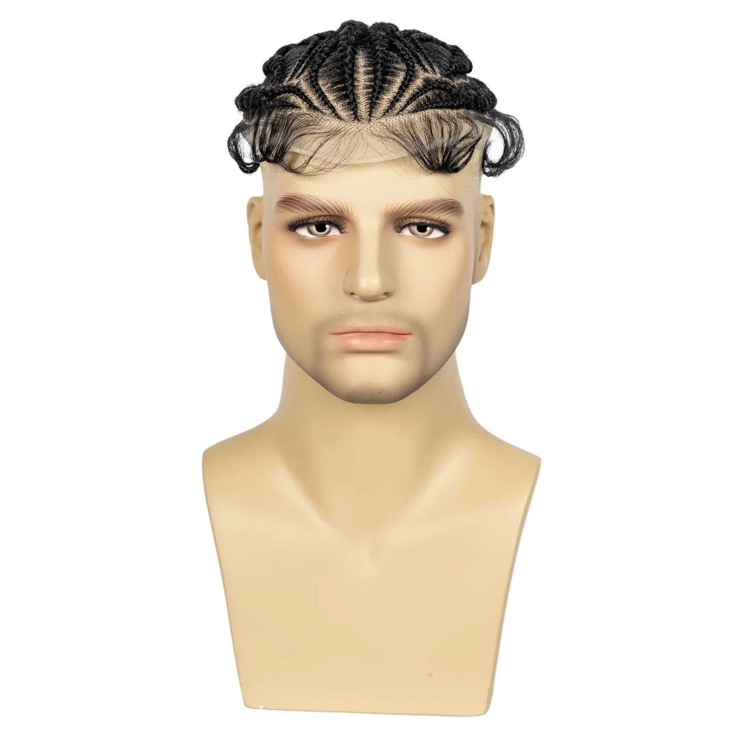 Men's HD Full Lace Cornrow Braided Toupee | Box Braids Wig | Synthetic Lace Front | African Men's Braids