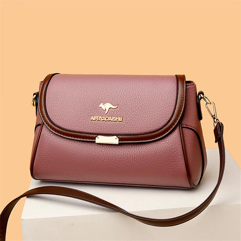 Solid Color High-Quality Leather Small Shoulder Bags | New Messenger Bags with Strap & Designer Crossbody Bag (Sac à Main)