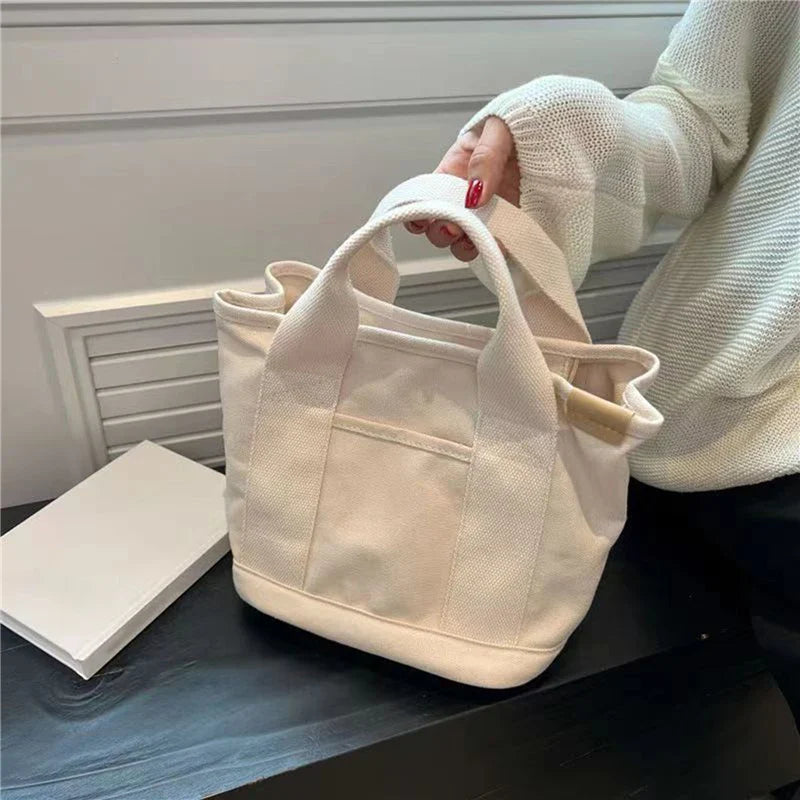 Women's Tote Bag Canvas Sewing Thread | Large Capacity Advanced Sense Handbag & Convenient Practical Female Commuter Bag