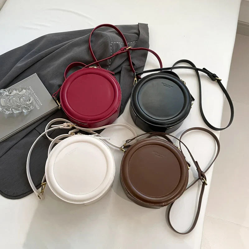 Round Crossbody Bags for Women | High Quality PU Leather Designer Shoulder Bag & Female Clutch Purse (Solid, Soft)