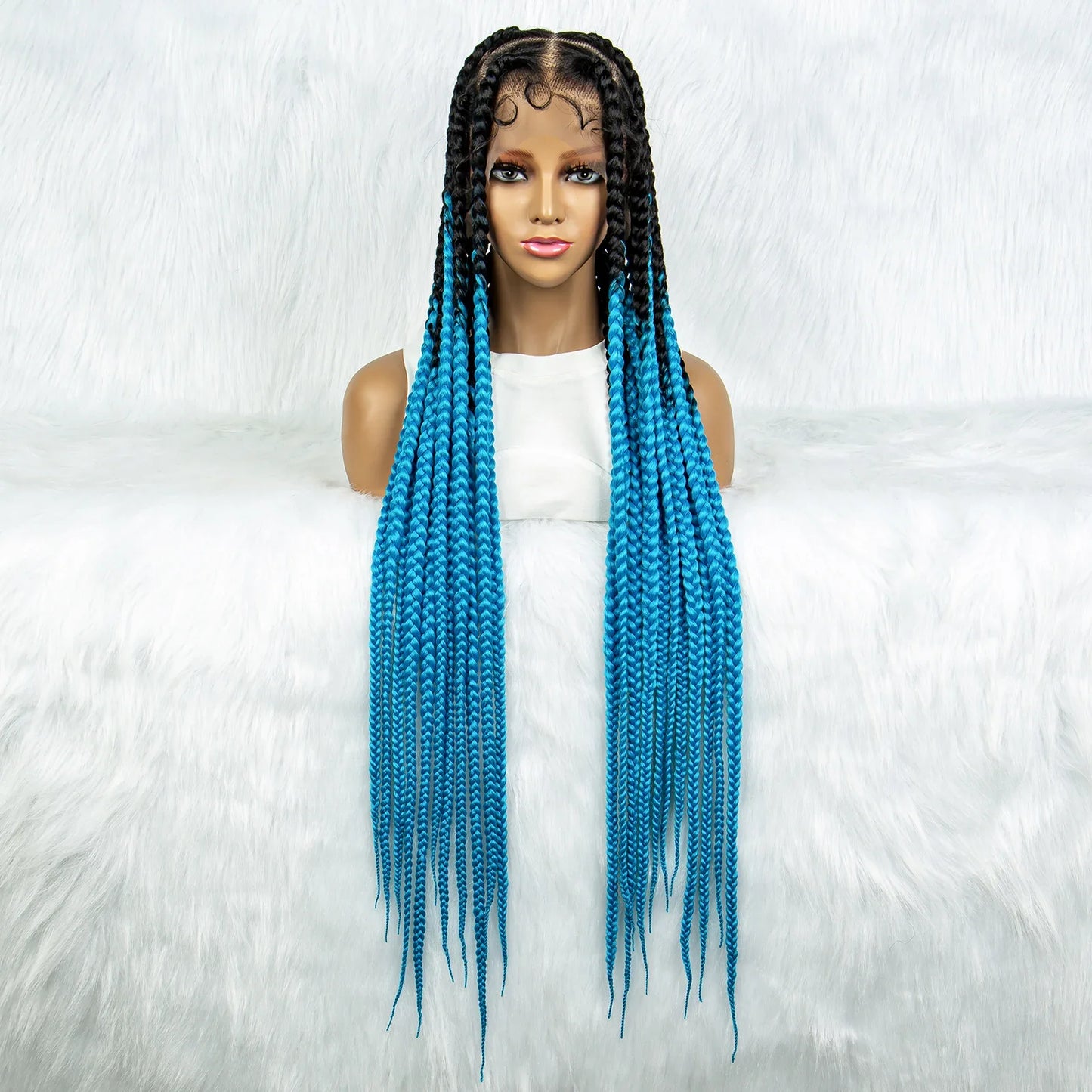 KIMA 36" Colorful Knotless Box Braids Wig | Lace Front & Baby Hair