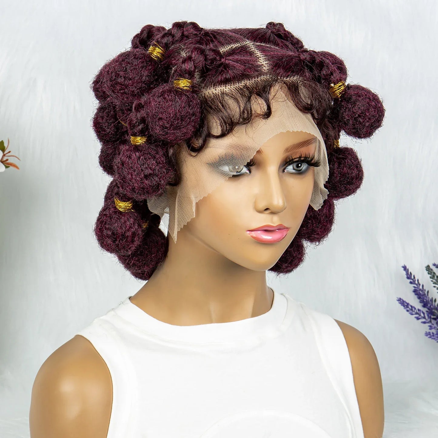New Style Bantu Knot Knotless Box Braids HD Full Lace Wig | Synthetic Braided Wig for Black Women