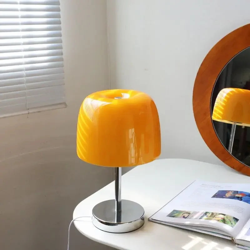 Medieval Glass Table Lamp Retro American Living Room Dining Room Lamp Bauhaus Table Lamp House Quiet Warm Bedroom Bedside