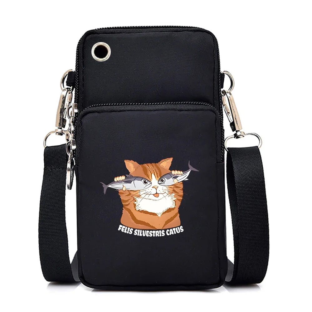 Women's Handbags Black Explosive Coffee Cat Messenger Bags | Female Cartoon Shoulder Bag Purse (Fashion Mobile Phone Crossbody Bags)