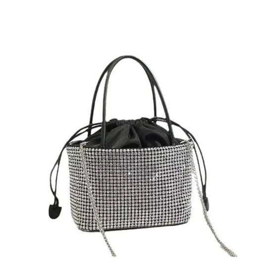 Glamorous Rhinestone Pearl Stage Bag | Women's Sparkly Evening Clutch & Luxury Performance Purse (Large Capacity Crossbody Shoulder Bag)
