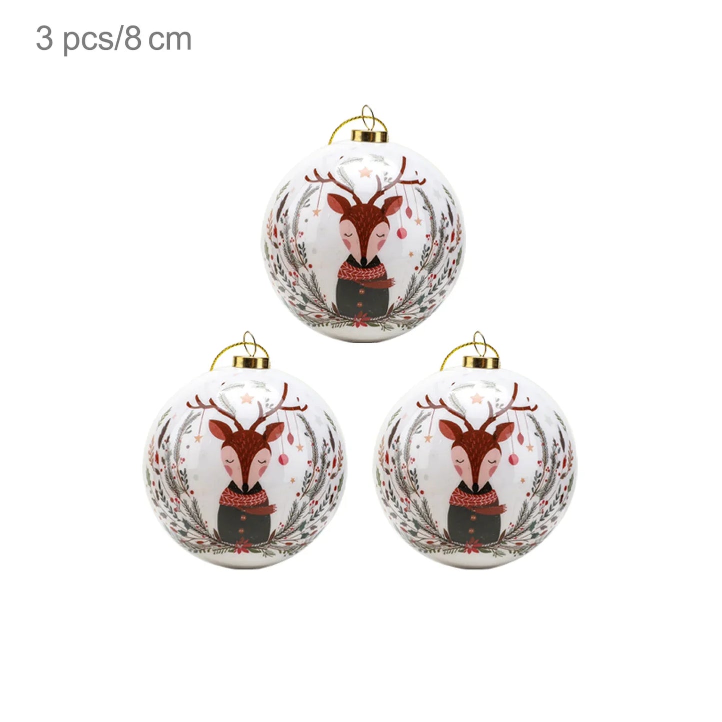 3pcs 8cm Christmas Balls Original Gifts Christmas Decoration 2024 Christmas Tree Decorations Gift Decoration Pendants Baubles