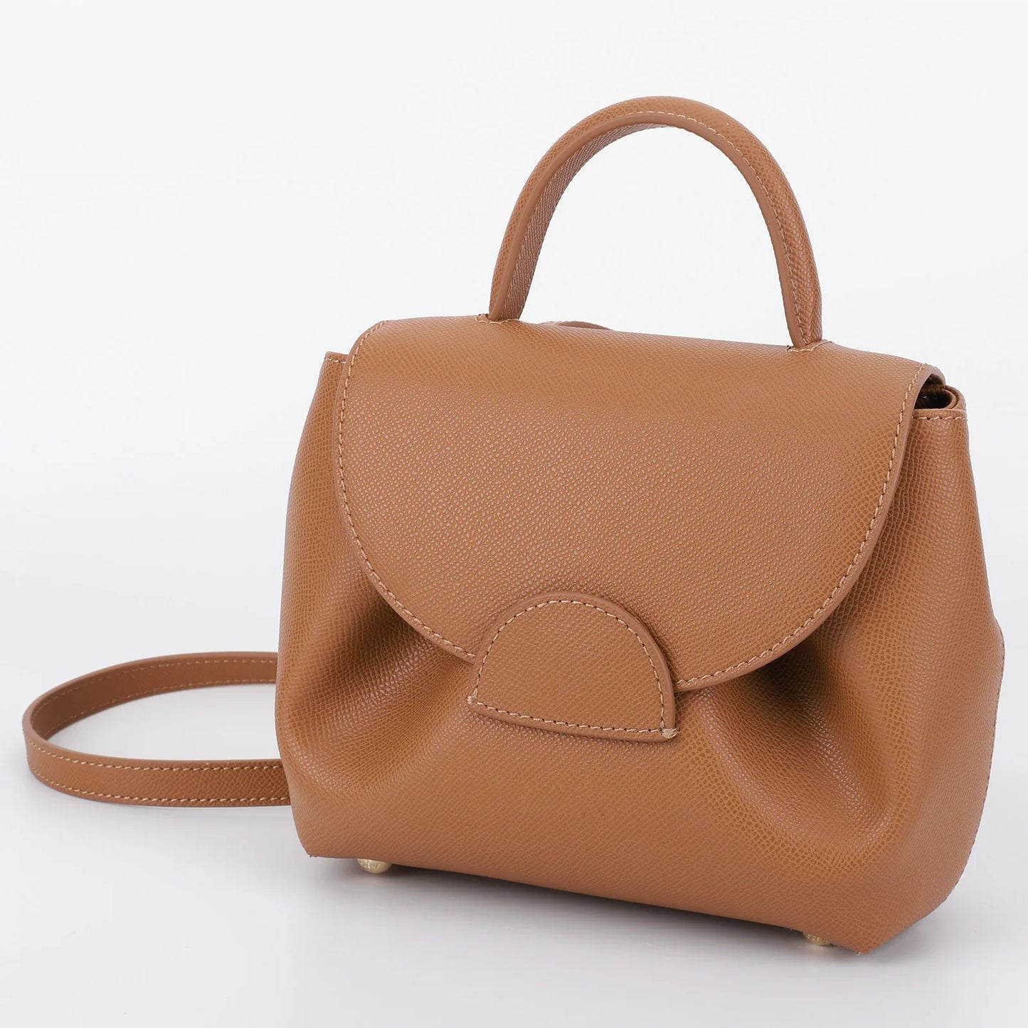 French Cowhide Small Satchel | Retro Trend Mini Crossbody Bag for Women (Classic Solid Flap Top-Handle Luxury Designer Handbag)