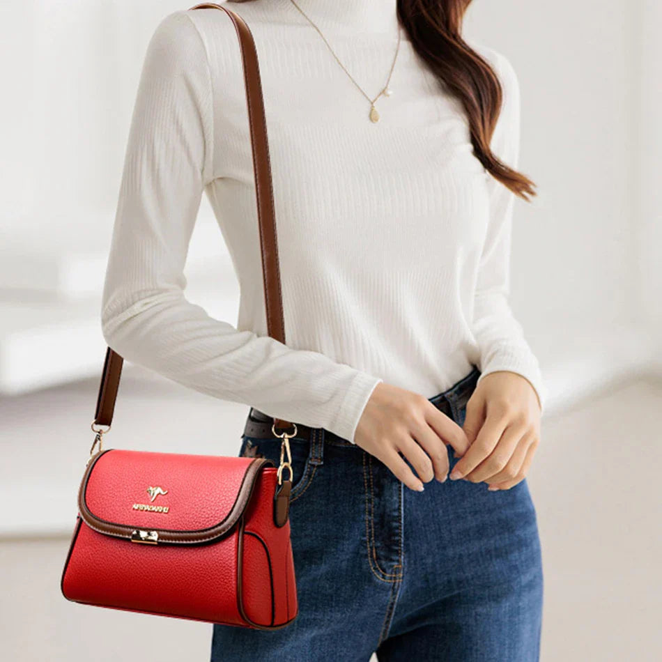 Solid Color High-Quality Leather Small Shoulder Bags | New Messenger Bags with Strap & Designer Crossbody Bag (Sac à Main)