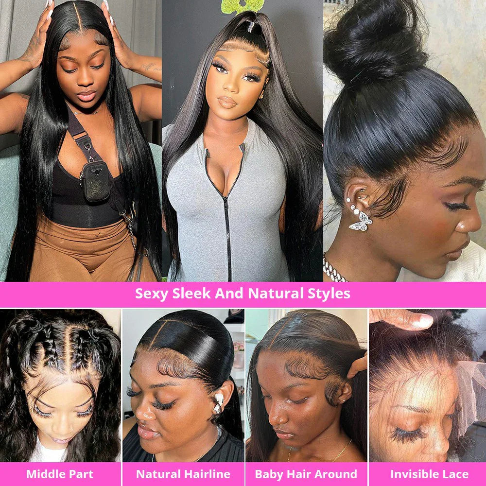 360 Lace Wig | Brazilian Bone Straight Hair | 13x6 & 13x4 Lace Frontal Wigs | 30-36 Inches