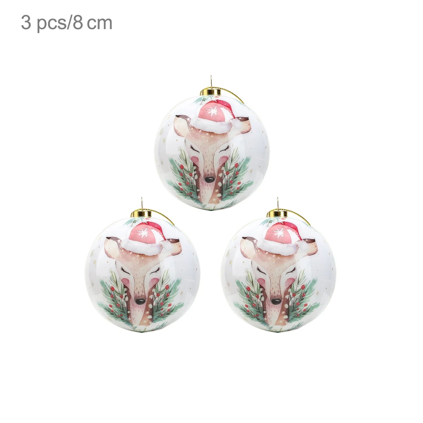 3pcs 8cm Christmas Balls Original Gifts Christmas Decoration 2024 Christmas Tree Decorations Gift Decoration Pendants Baubles