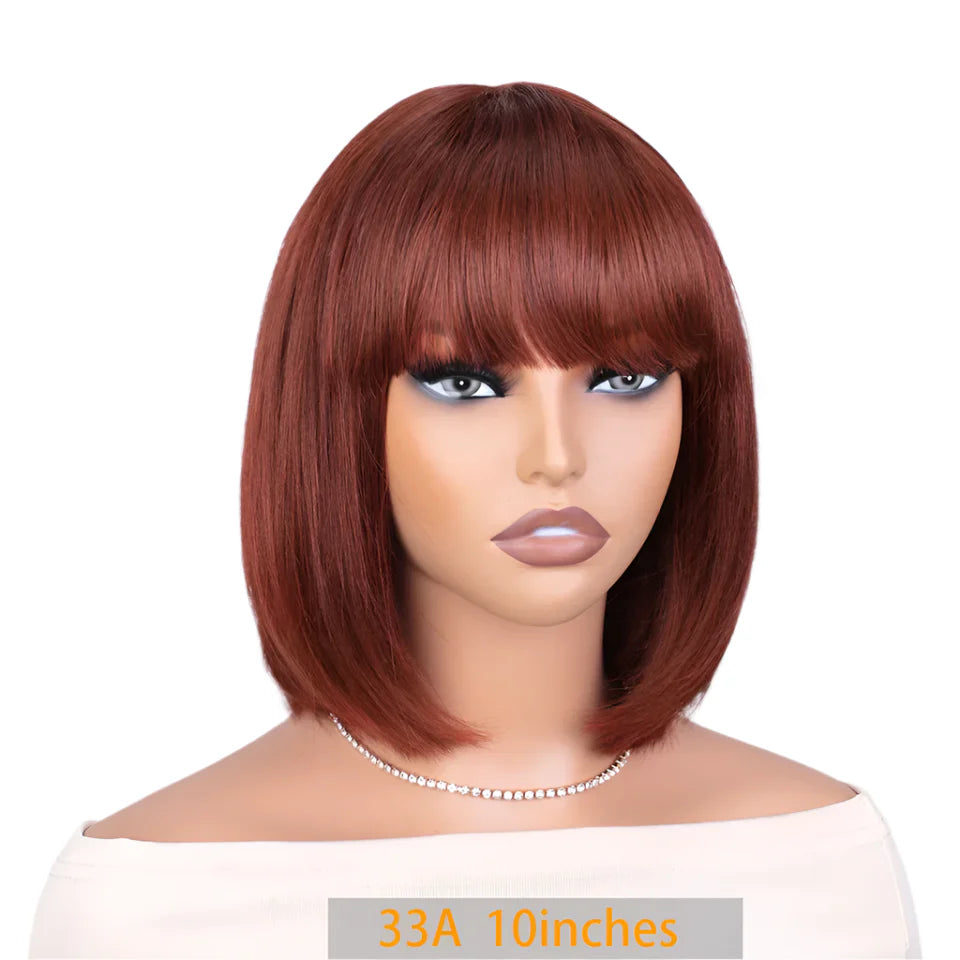 Glueless Brazilian Straight Bob Wig | Realistic Scalp & Bangs