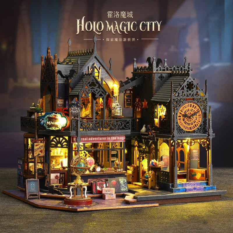 DIY Haunted House Model Kit - Halloween Gothic Horror Mansion Bookend Craft Set, Creative Gift for Adults & Teens