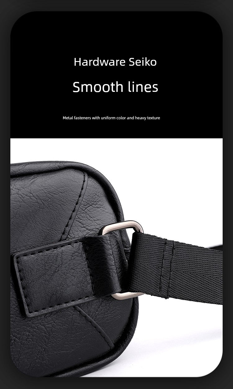 Japan Men's Portable Travel Commuter Small Shoulder Bag | New Niche Style Messenger Bag (PU Leather Crossbody Satchel)