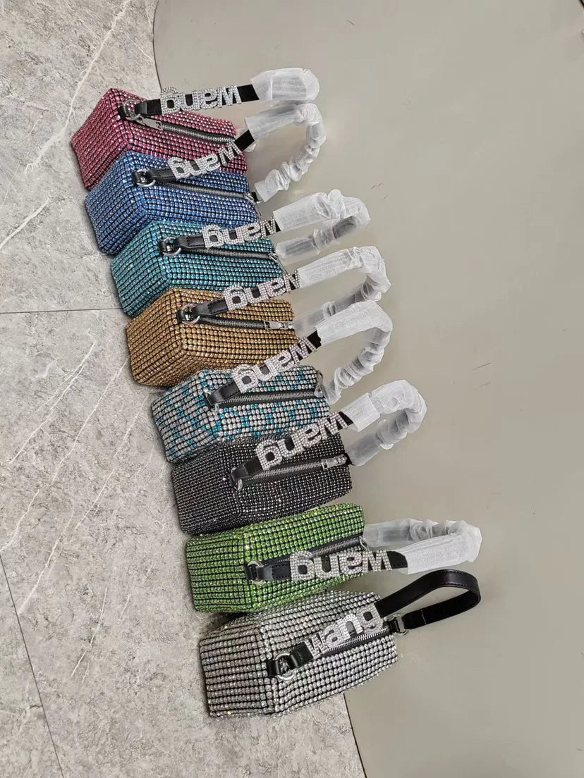 Super A Rhinestone Light Luxury Bag | Women's Summer High-End Texture Messenger & Portable Dinner Bag (Shiny Full Diamond Crossbody)