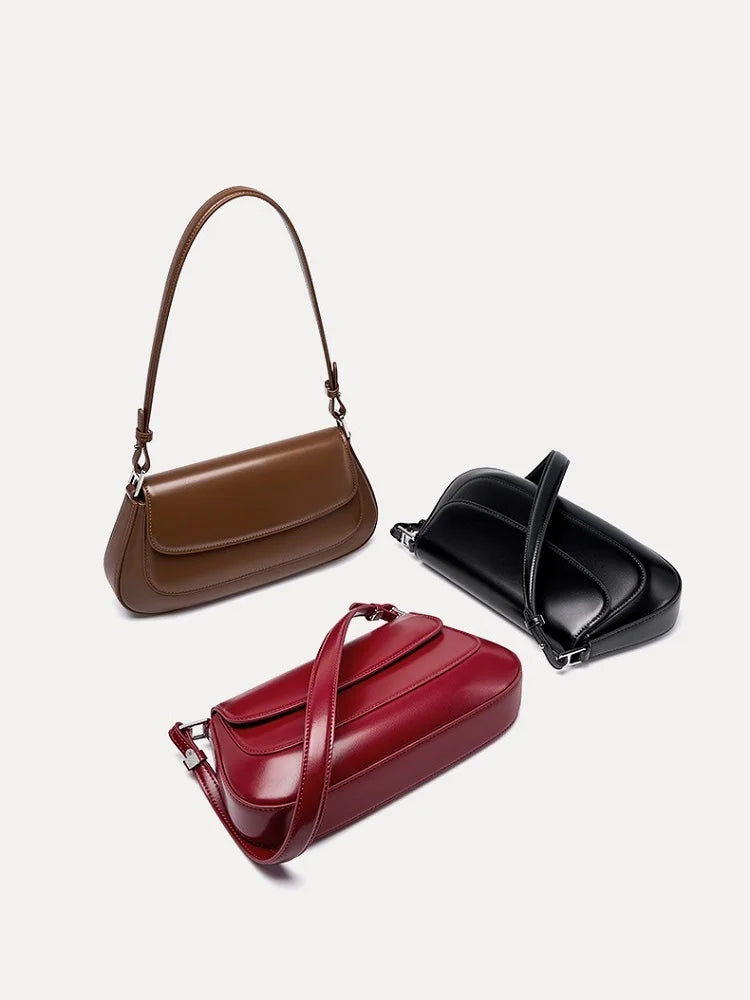 100% Genuine Leather Women's Shoulder Bag | Korean Style Ladies Luxury Cow Leather Crossbody & Armpit Handbag for Street Shopping