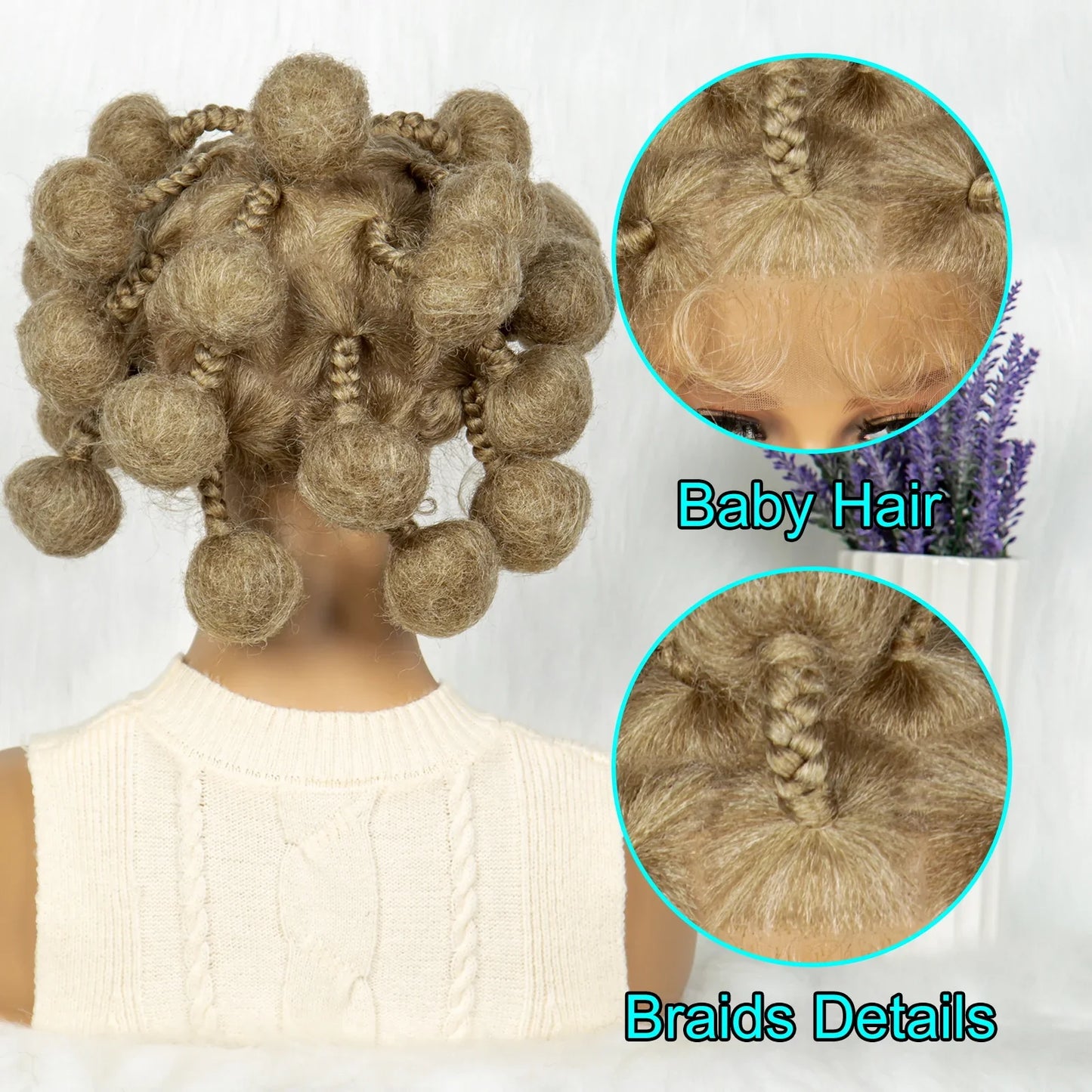 KIMA Bantu Knotless Braids Bun Wig | Full Lace with Baby Hair