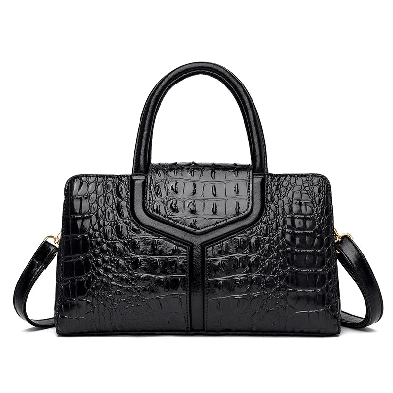 New Leather Women's Messenger Bags | Crocodile Female Crossbody Shoulder Handbags & High Quality Ladies Totes