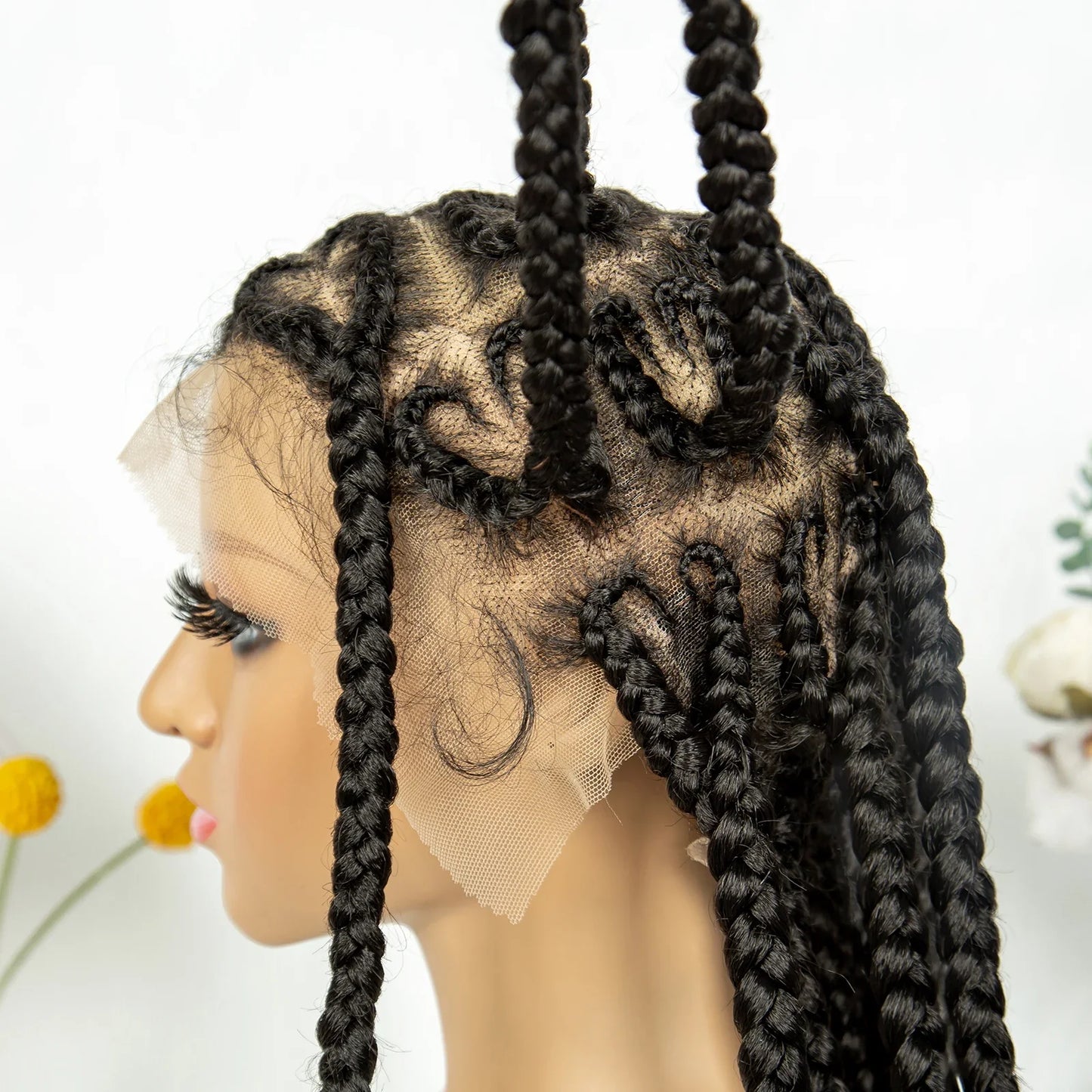 Synthetic Braided Wigs Dreadlocks Full Lace With Crochet Hand Braid Braiding Hair Knotless Box Cornrow Braid For Black Women