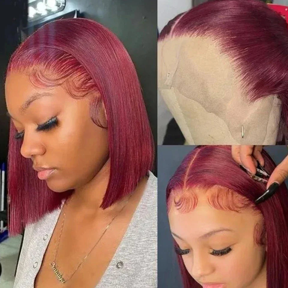 Ombre Orange Blonde Bob Wig | Straight Human Hair Lace Front