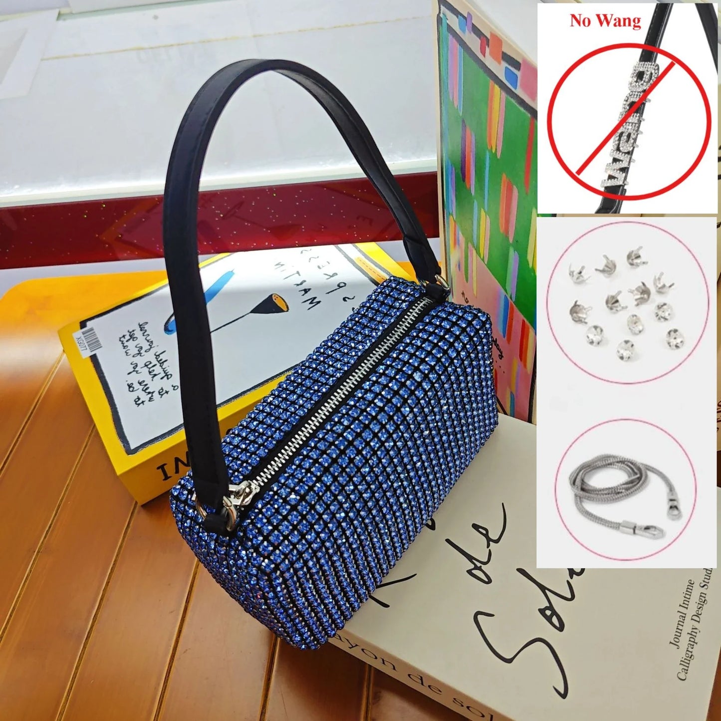 Super A Rhinestone Light Luxury Bag | Women's Summer High-End Texture Messenger & Portable Dinner Bag (Shiny Full Diamond Crossbody)