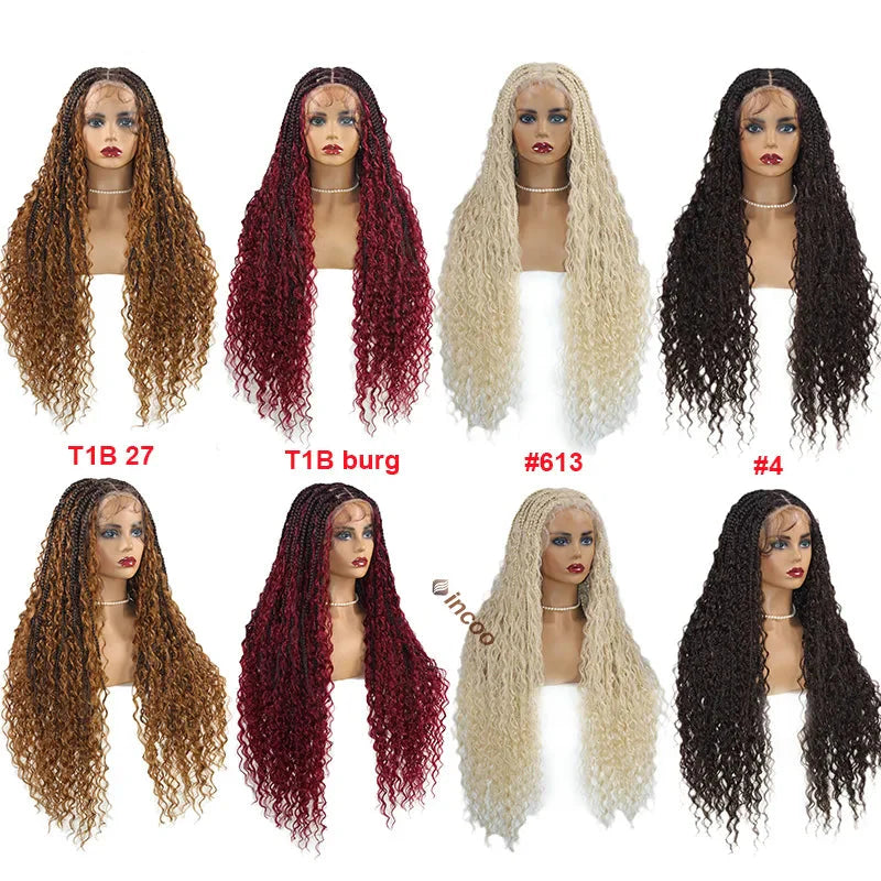 32" Blonde Goddess Locs Wig | Boho Braids & Curls | Full Lace Front | Baby Hair | Synthetic Hair