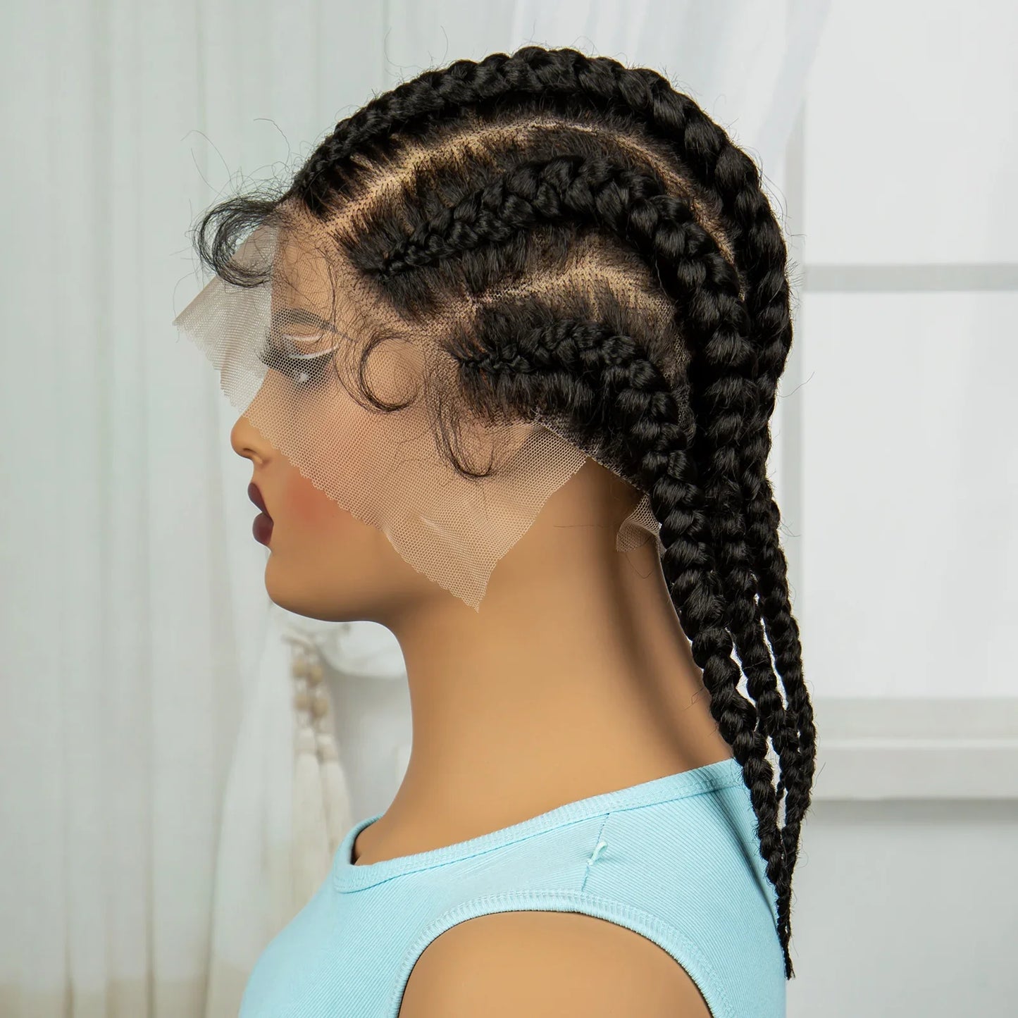 14" Short Knotless Cornrow Braids Wig | Transparent Full Lace Bob