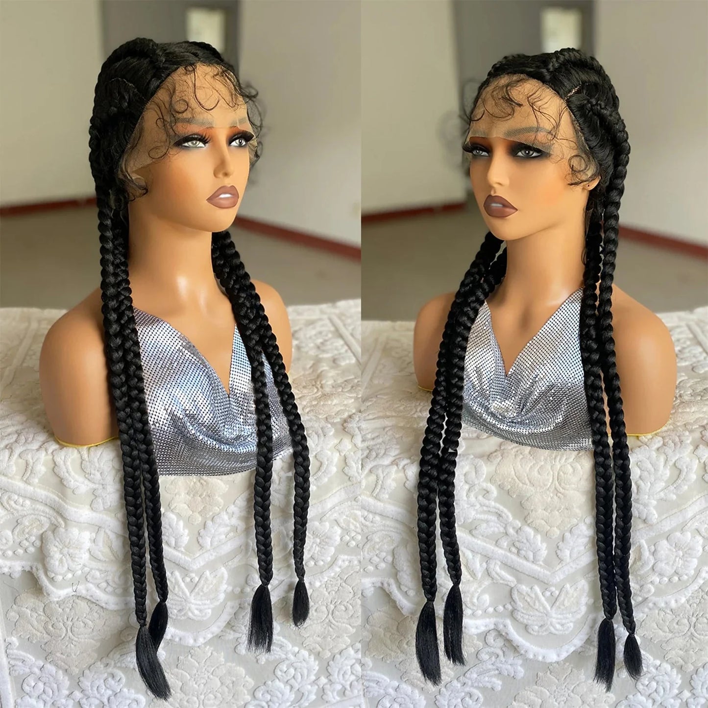32" Twist Cornrow Braids Wig | Lace Front | Baby Hair | DIY & Cosplay | Synthetic